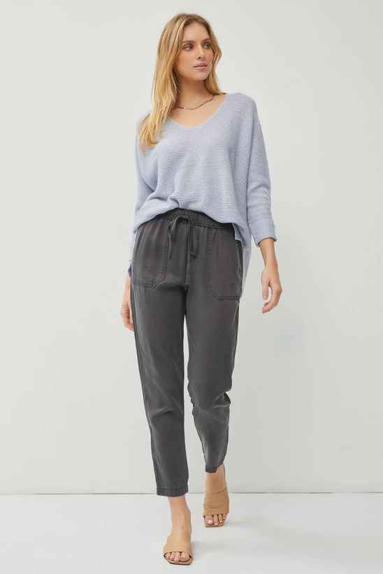 Charcoal Side Pocket Drawstring Ankle Tie Lounge Pants– PinkBlush